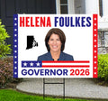 Helena Foulkes For Rhode Island Governor 2026 Yard Sign, Corrugated Governor Elections Race Red White & Blue Yard Sign with Metal H-Stake