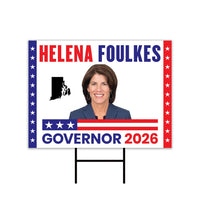Helena Foulkes For Rhode Island Governor 2026 Yard Sign, Corrugated Governor Elections Race Red White & Blue Yard Sign with Metal H-Stake