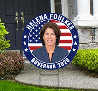 Helena Foulkes For Rhode Island Governor 2026 Yard Sign, Corrugated Governor Elections Race Red White & Blue Yard Sign with Metal H-Stake