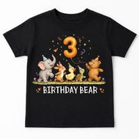 Personalized Birthday Bear Kids Shirt, Custom Age Woodland Animal Tee, Toddler Party Top, Cute Animal Birthday Outfit, Gift for Toddler