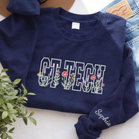 CT Tech Embroidered Sweatshirt, Computed Tomography Hoodie, Floral Radiology Shirt, Scrub Life Crewneck, Personalized CT Technologist Gift