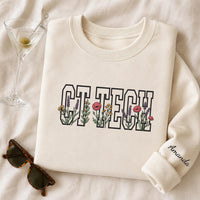 CT Tech Embroidered Sweatshirt, Computed Tomography Hoodie, Floral Radiology Shirt, Scrub Life Crewneck, Personalized CT Technologist Gift