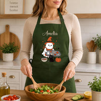 Personalized Halloween Apron, Ghost Chef Cooking Apron, Spooky Baking Kitchen Apron, Holiday Cooking Apron, Custom Name Holiday Gift