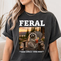 Personalized Feral Since Year Raccoon Shirt, Custom Birth Year Tee, Funny Trash Panda Shirt, Retro Wildlife Tee, Birthday Gift for Her