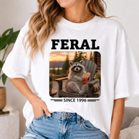 Personalized Feral Since Year Raccoon Shirt, Custom Birth Year Tee, Funny Trash Panda Shirt, Retro Wildlife Tee, Birthday Gift for Her