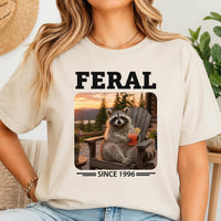 Personalized Feral Since Year Raccoon Shirt, Custom Birth Year Tee, Funny Trash Panda Shirt, Retro Wildlife Tee, Birthday Gift for Her