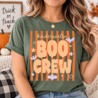 Personalized Kindergarten Boo Crew Shirt, Custom Halloween Teacher Tee, Retro Teacher Tee, Spooky Classroom Outfit, Halloween Gift