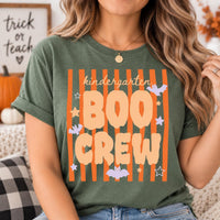 Personalized Kindergarten Boo Crew Shirt, Custom Halloween Teacher Tee, Retro Teacher Tee, Spooky Classroom Outfit, Halloween Gift