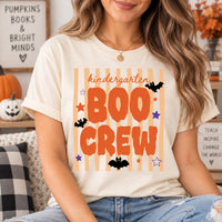 Personalized Kindergarten Boo Crew Shirt, Custom Halloween Teacher Tee, Retro Teacher Tee, Spooky Classroom Outfit, Halloween Gift