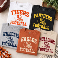 Personalized Football Spirit Shirt, Custom Mascot Name Number Tee, Varsity Game Day T-Shirt, School Spirit Fan Top, Custom Team Gift