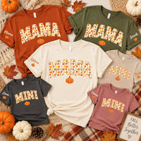 Personalized Mama Mini Fall Sweatshirt, Custom Sleeve Name Pumpkin Sweatshirt, Autumn Mom Pullover, Thanksgiving Shirt, Gift for Mama