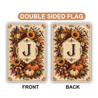 Personalized Fall Garden Flag, 12x18 Double Sided Yard Flag, Autumn Welcome Sign, Cozy Monogram Pumpkin Porch Decor, Housewarming Gift