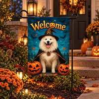 Personalized Halloween Dog Garden Flag, 12x18 Double Sided Yard Flag, Custom Pet Welcome Decor, Spooky Porch Decor, Halloween Gift