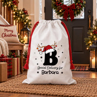 Personalized Santa Sack, Reindeer Initial Christmas Toy Sack with Name, Large Gift Bag, Monogram Christmas Sack, Kids Christmas Gift