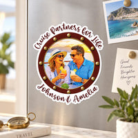 Custom Cruise Porthole Photo Magnet, Personalized Fridge Magnet, Couple Vacation Keepsake, Couple Fridge Magnet, Anniversary Keepsake