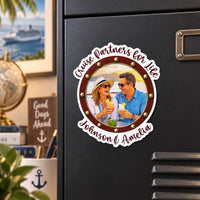 Custom Cruise Porthole Photo Magnet, Personalized Fridge Magnet, Couple Vacation Keepsake, Couple Fridge Magnet, Anniversary Keepsake