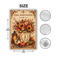 Personalized Family Fall Garden Flag, 12x18 Double Sided Yard Flag, Family Last Name Sign, Pumpkin Sunflower Decor, Housewarming Gift