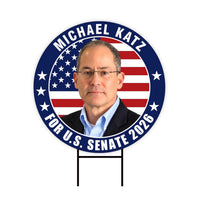 Michael Katz For Delaware Senate 2026 Yard Sign, Corrugated Plastic Senate Elections, Race Red White & Blue Yard Sign with Metal H-Stake