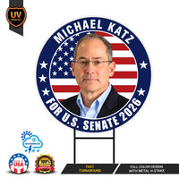 Michael Katz For Delaware Senate 2026 Yard Sign, Corrugated Plastic Senate Elections, Race Red White & Blue Yard Sign with Metal H-Stake