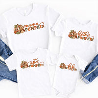 Personalized Family Pumpkin Shirts, Custom Mama Brother Sister Baby Tees, Festive Family Fall Tee, Thanksgiving Photo Outfit, Holiday Gift