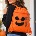 Personalized Halloween Drawstring Backpack, Custom Name Spooky Cinch Bag, Trick or Treat Sack, Party Favor Cinch Bag, Group Event Gift