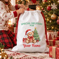 Personalized Teddy Bear Santa Sack, Christmas Toy Sack with Name, Large Holiday Gift Bag, Kids Christmas Toy Sack, Kids Christmas Gift