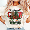 Personalized Christmas Crew Shirt, Custom Family Holiday Tee, Plaid Leopard Group Shirt, Matching Group Outfit, Family Christmas Gift
