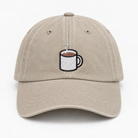 Personalized Coffee Embroidered Hat, Custom Name Baseball Cap, Bio Washed Cotton Cap, Barista Gift for Coffee Lovers, Custom Hat Gift