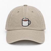 Personalized Coffee Embroidered Hat, Custom Name Baseball Cap, Bio Washed Cotton Cap, Barista Gift for Coffee Lovers, Custom Hat Gift