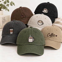 Personalized Coffee Embroidered Hat, Custom Name Baseball Cap, Bio Washed Cotton Cap, Barista Gift for Coffee Lovers, Custom Hat Gift