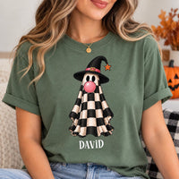 Personalized Halloween Ghost Name Shirt, Custom Spooky Ghost Tee, Retro Halloween Party Tee, Family Matching Costume Shirt, Holiday Gift