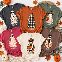 Personalized Halloween Ghost Name Shirt, Custom Spooky Ghost Tee, Retro Halloween Party Tee, Family Matching Costume Shirt, Holiday Gift