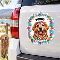 Personalized Sugar Skull Photo Magnet, Custom Pet Fridge Magnet, Day of the Dead Animal Cutout Magnet, Floral Keepsake, Pet Lover Gift