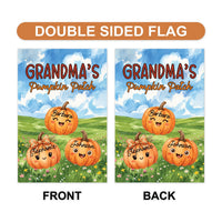 Personalized Grandma's Pumpkin Patch Garden Flag, 12x18 Double Sided Yard Flag, Fall Garden Decor, Custom Grandkids Names, Autumn Gift