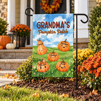 Personalized Grandma's Pumpkin Patch Garden Flag, 12x18 Double Sided Yard Flag, Fall Garden Decor, Custom Grandkids Names, Autumn Gift