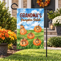 Personalized Grandma's Pumpkin Patch Garden Flag, 12x18 Double Sided Yard Flag, Fall Garden Decor, Custom Grandkids Names, Autumn Gift