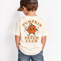 Personalized Kids Pumpkin Patch Shirt, Custom Name Halloween Tee, Retro Pumpkin, Toddler Fall Tee, Halloween Gift for Kids, Front Back