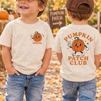 Personalized Kids Pumpkin Patch Shirt, Custom Name Halloween Tee, Retro Pumpkin, Toddler Fall Tee, Halloween Gift for Kids, Front Back