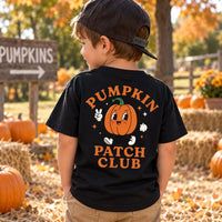 Personalized Kids Pumpkin Patch Shirt, Custom Name Halloween Tee, Retro Pumpkin, Toddler Fall Tee, Halloween Gift for Kids, Front Back
