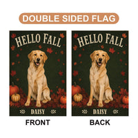 Personalized Fall Dog Garden Flag, 12x18 Double Sided Yard Decor, Custom Pet Name Flag, Autumn Dog Photo Porch Decor, Pet Lover Gift