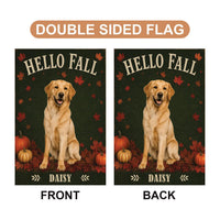 Personalized Fall Dog Garden Flag, 12x18 Double Sided Yard Decor, Custom Pet Name Flag, Autumn Dog Photo Porch Decor, Pet Lover Gift