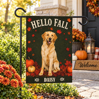 Personalized Fall Dog Garden Flag, 12x18 Double Sided Yard Decor, Custom Pet Name Flag, Autumn Dog Photo Porch Decor, Pet Lover Gift