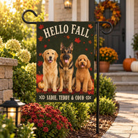 Personalized Fall Dog Garden Flag, 12x18 Double Sided Yard Decor, Custom Pet Name Flag, Autumn Dog Photo Porch Decor, Pet Lover Gift