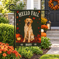 Personalized Fall Dog Garden Flag, 12x18 Double Sided Yard Decor, Custom Pet Name Flag, Autumn Dog Photo Porch Decor, Pet Lover Gift
