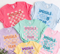 Personalized Specials Team Shirt, Custom Teacher Name Tee, Retro School Staff Top, Back to School Outfit, Teacher Appreciation Gift