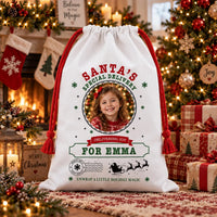 Personalized Photo Santa Sack, Kids Christmas Toy Sack with Name, Custom Child Picture Gift Bag, Named Santa Gift Bag, Kids Christmas Gift