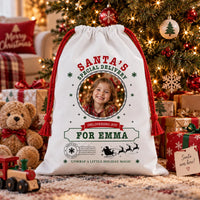 Personalized Photo Santa Sack, Kids Christmas Toy Sack with Name, Custom Child Picture Gift Bag, Named Santa Gift Bag, Kids Christmas Gift