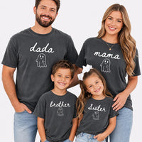 Personalized Spooky Family Shirt, Custom Mama Dada Ghost Tee, Matching Spooky Family Ghost T-Shirt, Halloween Party Tee, Halloween Gift