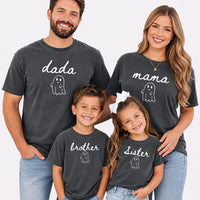 Personalized Spooky Family Shirt, Custom Mama Dada Ghost Tee, Matching Spooky Family Ghost T-Shirt, Halloween Party Tee, Halloween Gift