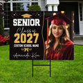 Personalized Graduation Yard Sign, Graduate Photo Name & Class of 2027, Graduation Lawn Sign, Metal H-Stake Included, Senior Yard Display